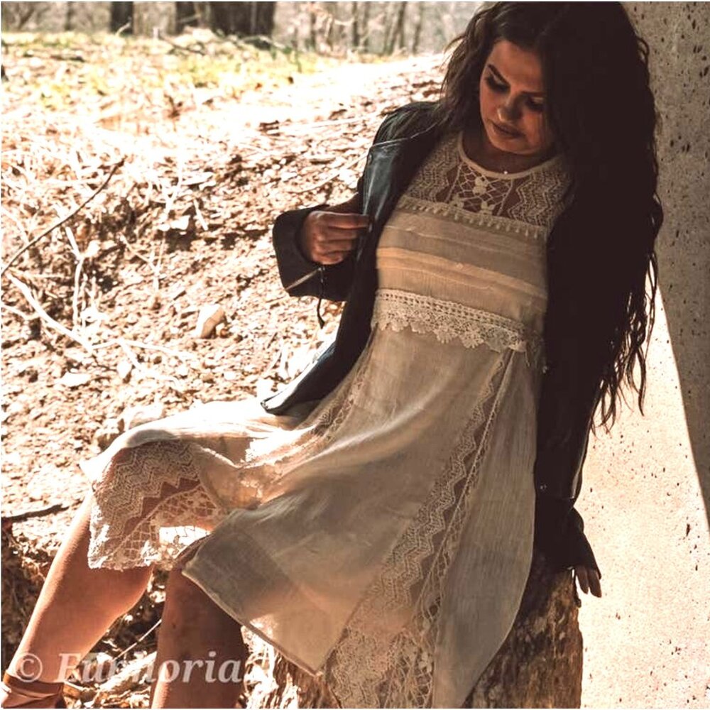 A'reve handmade lace detailed asymmetric dress cream large